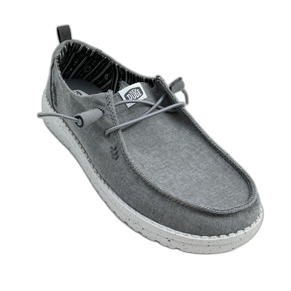 Hey Dude Wendy Lace-up Washable Lightweight Shoes In Chambray Grey 8